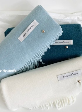 feytiy 冰岛蓝 纯净柔软秋冬季保暖围巾披肩加大加长男女通用围脖