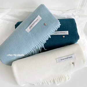 fey tiy studiofeytiy 冰岛蓝 纯净柔软秋冬季保暖围巾披肩加大加长男女通用围脖