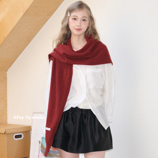 feytiy 加厚加大时髦不规则外搭披肩针织围巾女秋冬保暖 100%羊毛