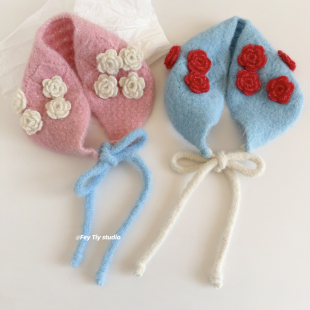 可爱保暖毛线针织耳罩氛围感显脸小护耳包 冬季 feytiy 手工小花花