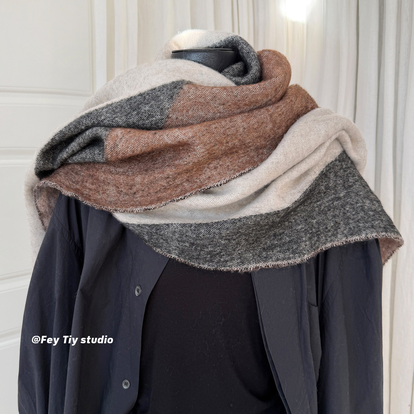 feytiy 加大加厚 几何拼色围巾披肩两用时髦百搭冬季保暖大围脖女,服饰配件/皮带/帽子/围巾,围巾/丝巾/披肩,淘宝优惠券,粉丝福利购,淘宝优惠卷