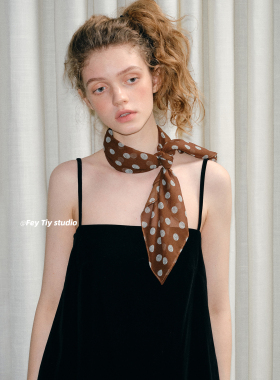 feytiy 定制面料 飘逸有垂感波点小方巾丝巾包头巾百搭春夏仿真丝