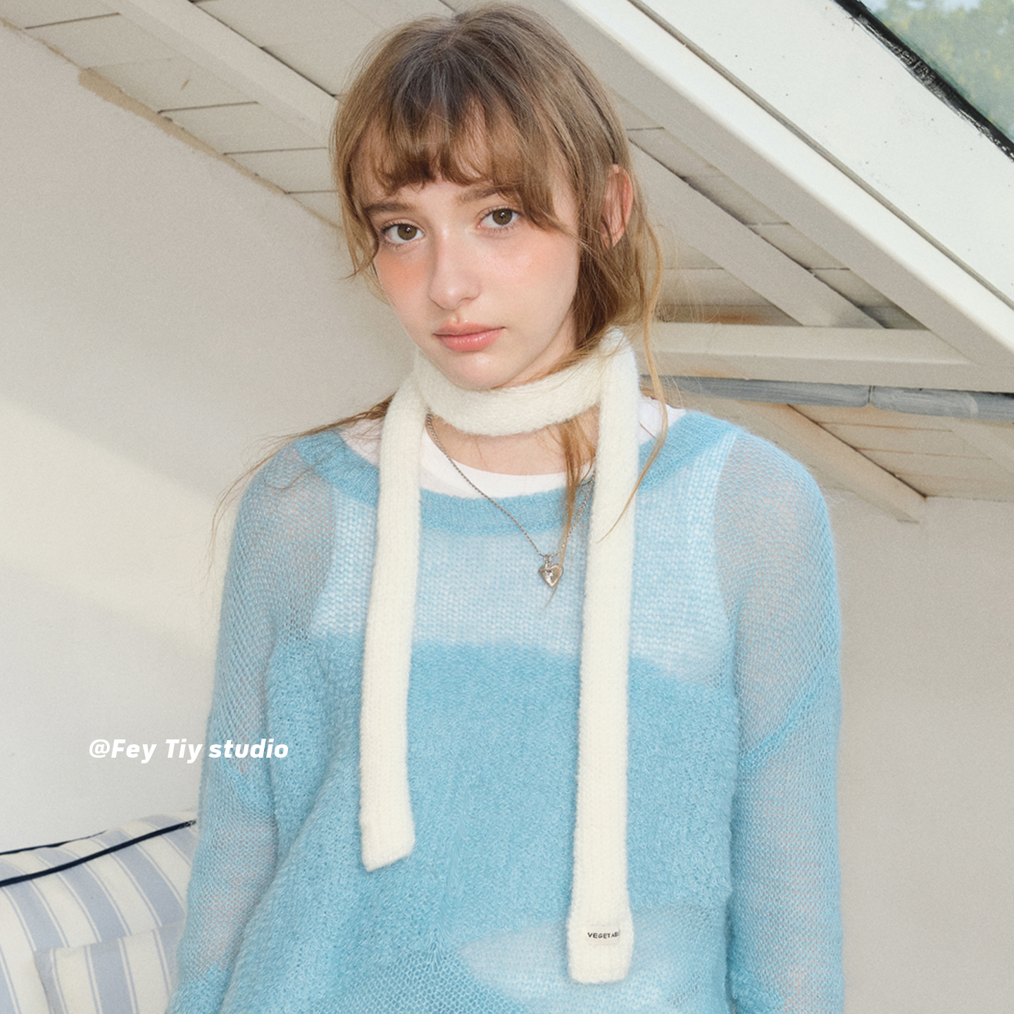 针织小长条细窄装饰围巾秋冬新款