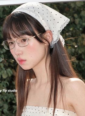 feytiy 原创时髦波点三角巾头巾春夏季度假古早洋气y2k包头丝巾女