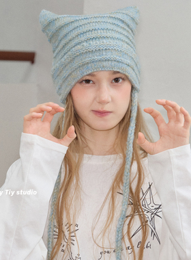 feytiy 帽子包包两用 个性甜酷针织帽子秋冬保暖百搭针织毛线帽女