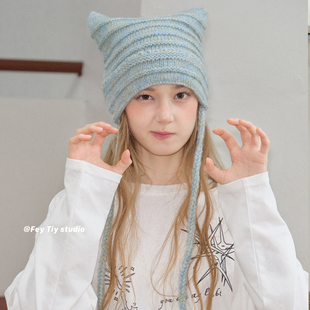 feytiy 帽子包包两用 个性甜酷针织帽子秋冬保暖百搭针织毛线帽女