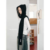 feytiy 澳洲羊毛100%wool帽子围巾一体披肩 秋冬保暖巴拉克拉法帽