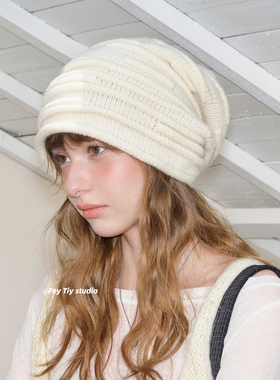 feytiy 高定轻暖蓬松 加厚羊毛堆堆帽修饰脸型冷帽冬季保暖针织帽