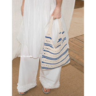 夏天2025新款 手工编织包 百搭单肩手提包购物袋 航海女孩 feytiy