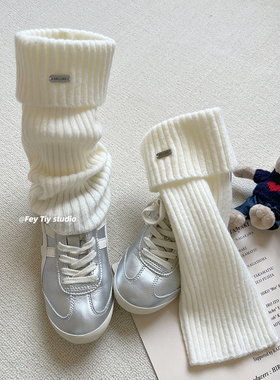 日常穿搭jue佳袜套！洋气针织堆堆袜韩国ins秋冬保暖毛线小腿袜潮