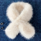 冬季 feytiy 纯色穿插毛毛围脖 保暖环保皮草仿貂毛百搭奶白围巾女