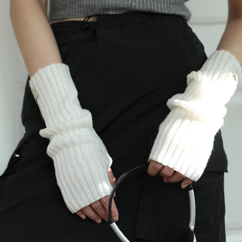 美拉德秋冬韩系百搭保暖半指手套