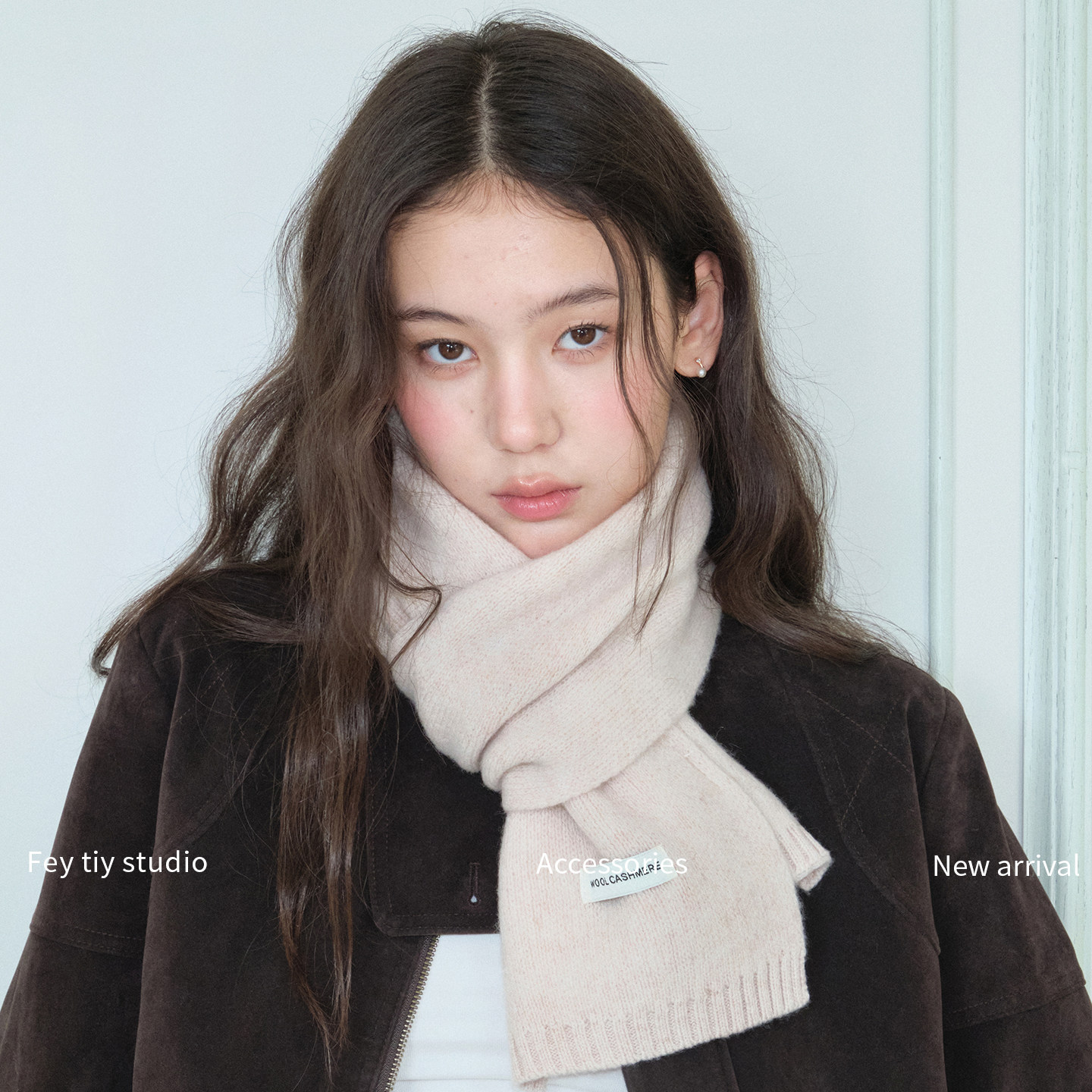 feytiy 米杏色 舒适95%羊毛5%羊绒围巾秋冬百搭保暖加厚围脖男女