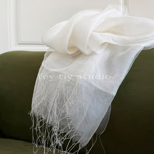 温柔质感真丝+棉双层丝巾披肩