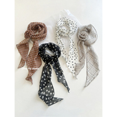 雪纺长款 可拆卸玫瑰花颈花丝巾女多功能薄款 飘带 时髦单品 feytiy