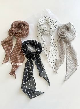 feytiy 时髦单品 可拆卸玫瑰花颈花丝巾女多功能薄款雪纺长款飘带