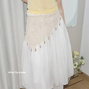 饰裙帘屁帘子 贝壳手工镂空三角巾女春夏系带头巾装 feytiy 海岛风