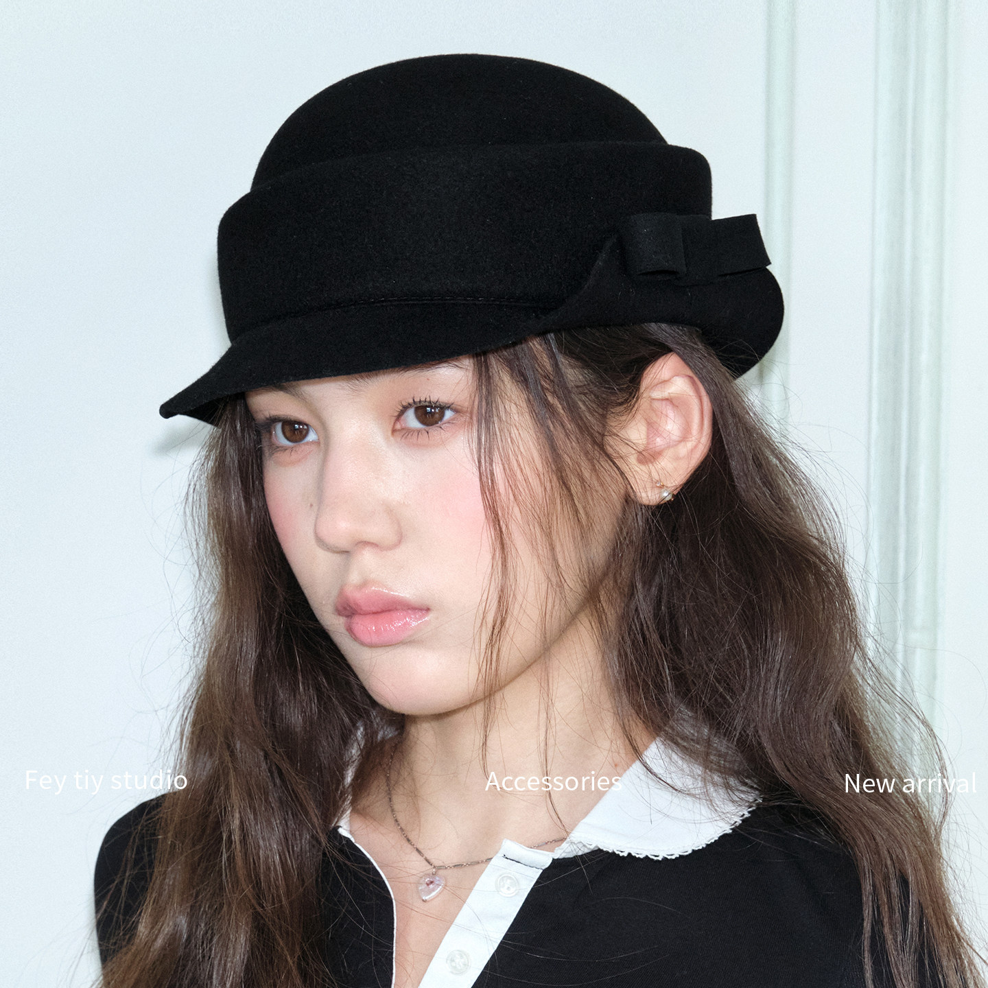 feytiy 复古时髦羊毛小礼帽 秋冬法式赫本千金感毛呢盆帽优雅女士