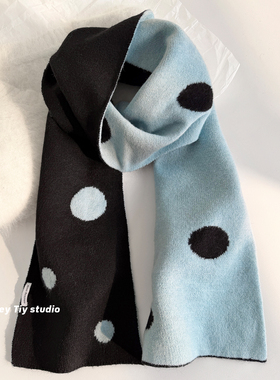 feytiy 波普双面 绒感针织复古时髦围巾冬季新款保暖围脖百搭男女