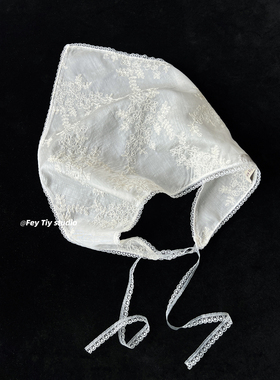 feytiy 天丝刺绣 法式蕾丝碎花三角头巾包头巾夏季2025新款丝巾女