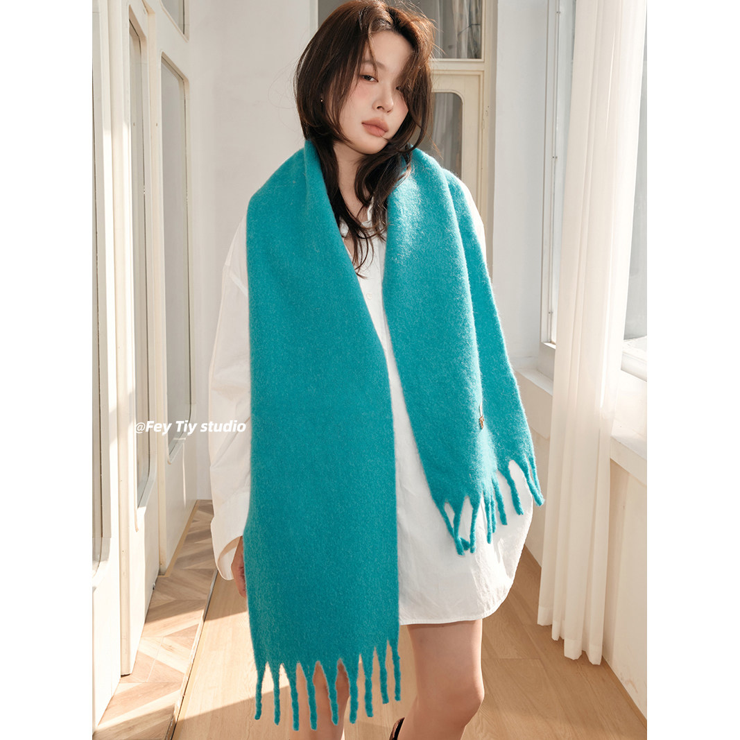 FeyTiy 高级水蓝色 超显白含羊毛马海毛围巾纯色围脖秋冬保暖披肩,服饰配件/皮带/帽子/围巾,围巾/丝巾/披肩,淘宝优惠券,粉丝福利购,淘宝优惠卷