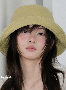 feytiy 雾化水洗棉 简约纯色渔夫帽春夏季百搭日系盆帽遮阳帽休闲