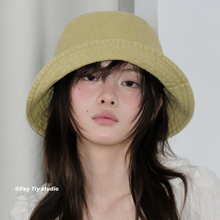 百搭日系盆帽遮阳帽休闲 简约纯色渔夫帽春夏季 feytiy 雾化水洗棉