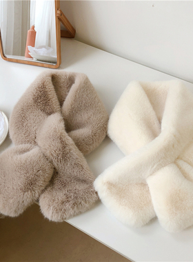 【升级版】东大门柔软仿皮草纯色毛毛围脖秋冬季保暖仿兔毛领子女