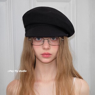feytiy 画家帽日系 修饰脸型日常百搭贝雷帽女纯色报童帽春秋新款
