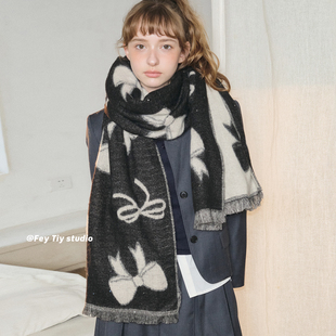 保暖软糯百搭围脖学生 加大加厚双面围巾披肩女秋冬季 feytiy 定制