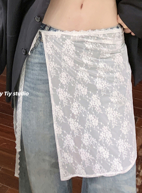 feytiy 升级版 梯形剪裁叠穿裙帘子时髦韩国弹力蕾丝半身纱裙屁帘