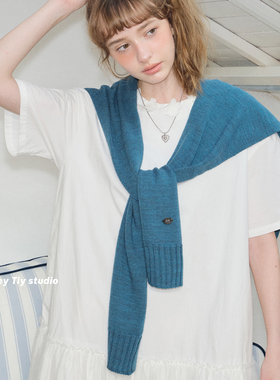 feytiy 小众设计复古时髦 针织小披肩围巾护颈护肩外搭