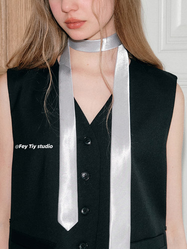 定制细窄领带潮酷丝巾纯色百搭