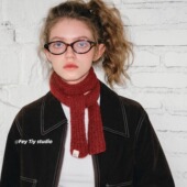 秋冬季 feytiy 2025新款 含羊毛柔软腊肠小围巾女百搭纯色针织围脖