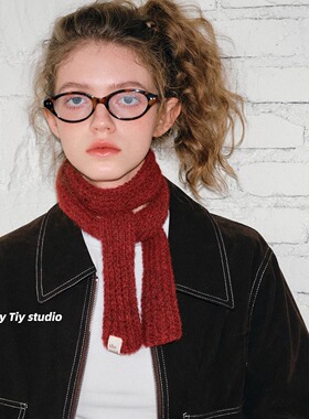 feytiy 2025新款秋冬季含羊毛柔软腊肠小围巾女百搭纯色针织围脖