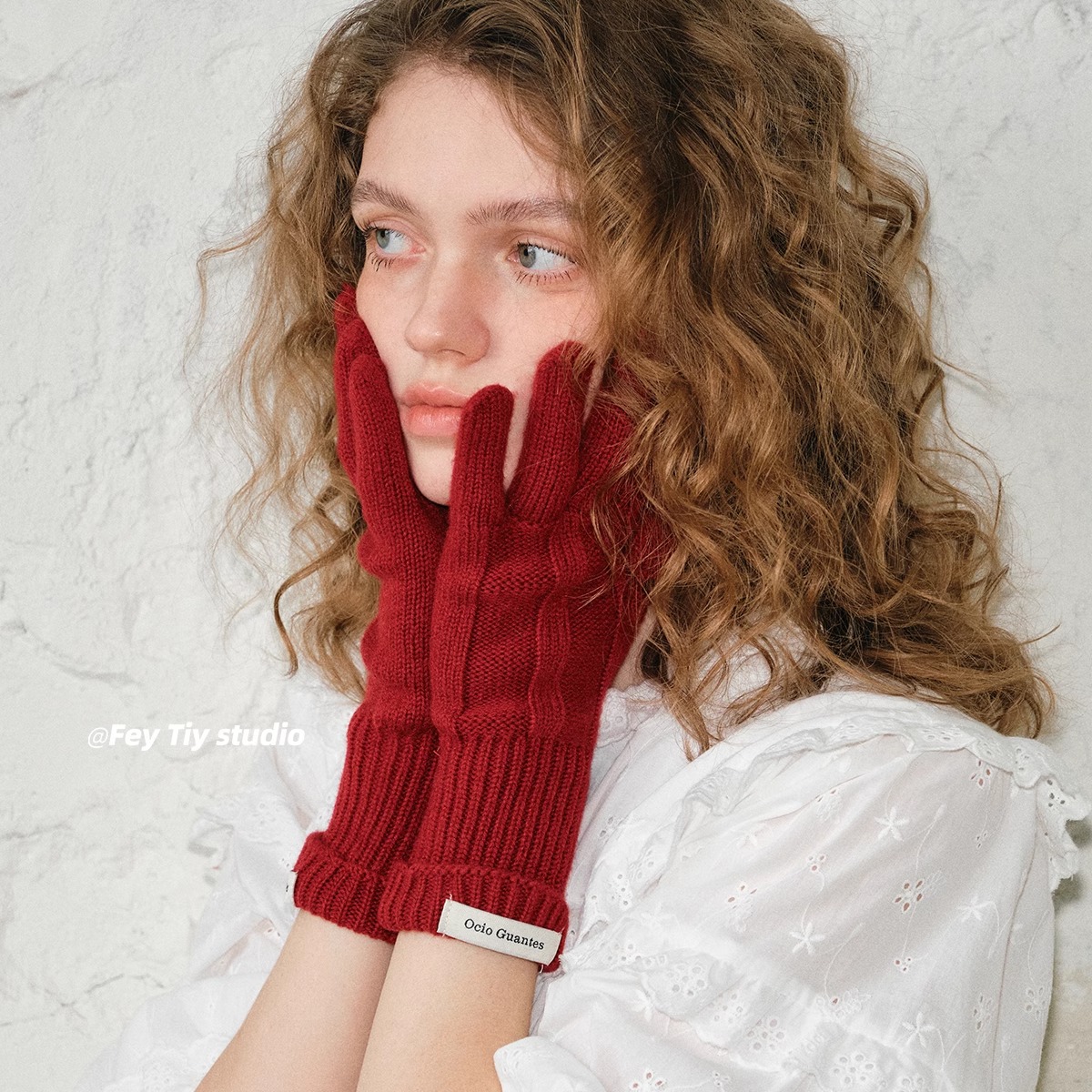 100%纯羊毛手套女纯色冬季保暖