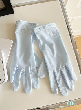 日系刺绣手套薄款透气夏季防晒户外分指开车女生骑行短款五指可爱