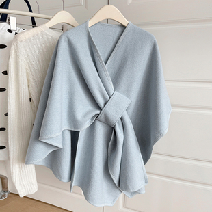 feytiy 行走的毯子 简约外搭纯色穿插披肩女冬季加大加厚保暖斗篷