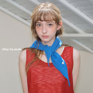 饰秋冬百搭小围巾女 定制100%羊毛三角巾柔软亲肤装 feytiy 精灵蓝