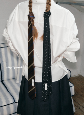 feytiy 星期三 亚当斯甜酷风 细窄领带 系腰腰带条纹波点百搭新款