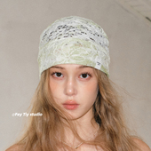 feytiy 冷帽 薄款 青提绿蕾丝 小众设计包头帽时髦百搭镂空透气夏季