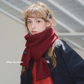 feytiy 纯羊毛针织围巾秋冬保暖围脖男女 显白 Berry Tones浆果红