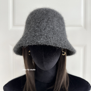 feytiy 高端秋冬保暖显脸小百搭羊毛呢盆帽女日系 羊毛混纺渔夫帽