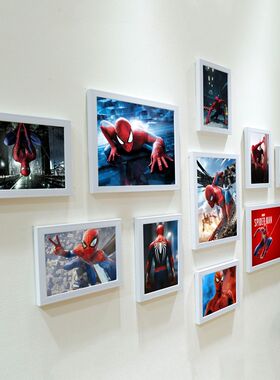 新款漫威蜘蛛侠海报挂画创意客厅装饰画挂墙相框免打孔卧室照片墙