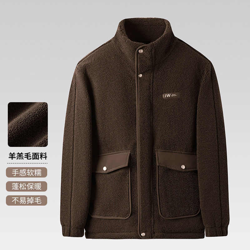 外贸冬季新款2025男式时尚纯色休闲柔软舒适保暖立领羊羔毛羽绒服,男装,羽绒服,淘宝优惠券,粉丝福利购,淘宝优惠卷