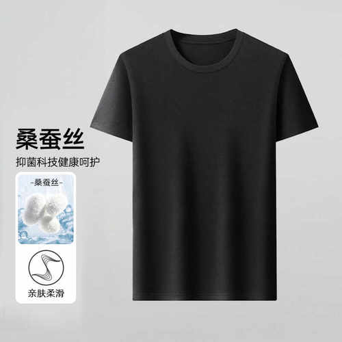 桑蚕丝圆领时尚舒适经典短袖T恤
