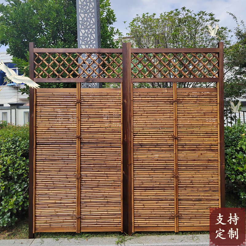 万鸿竹篱笆栅栏围栏日式中式庭院定制碳化本色竹子围墙隔断户外