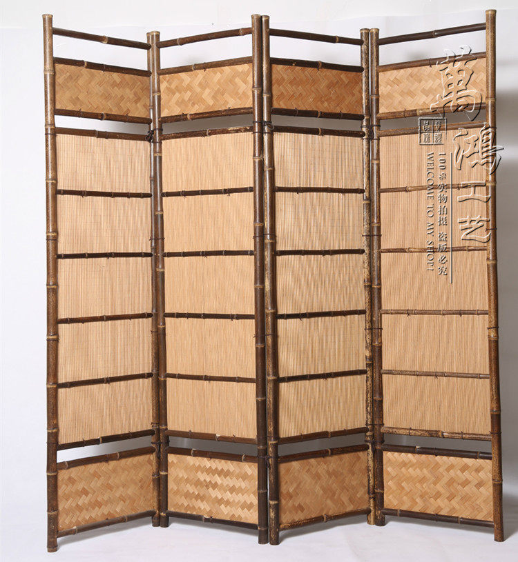 手工紫竹艺术屏风做旧工艺家居隔断田园风酒店可折叠复古竹装饰