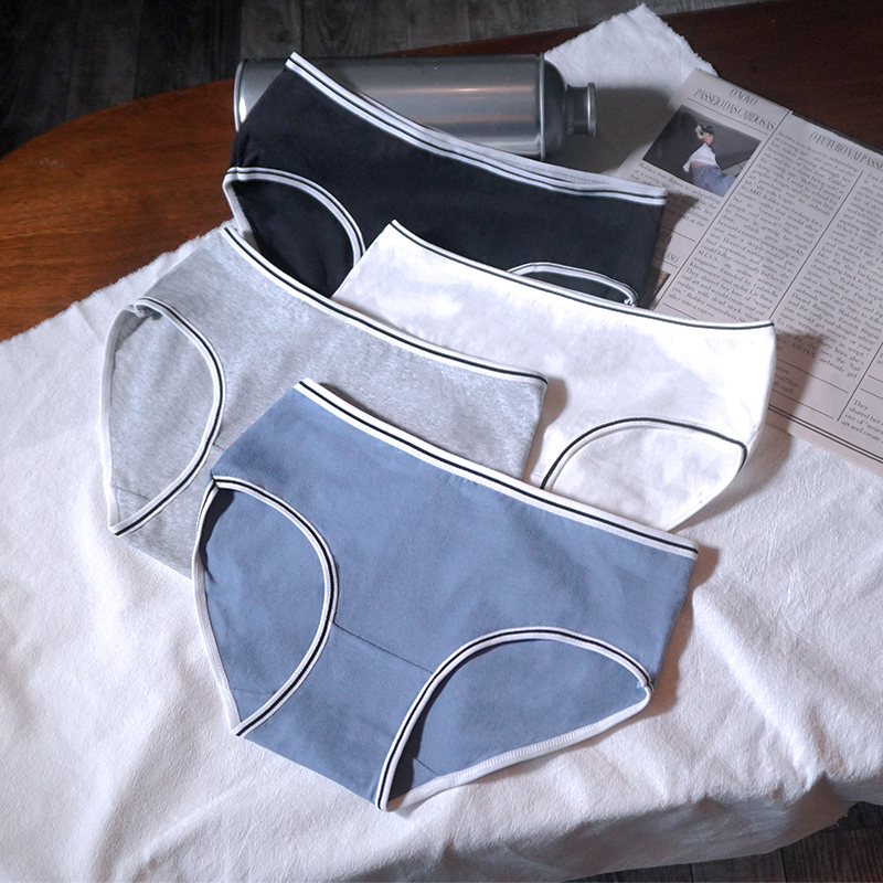 纯色小线条黑白灰运动风女内裤