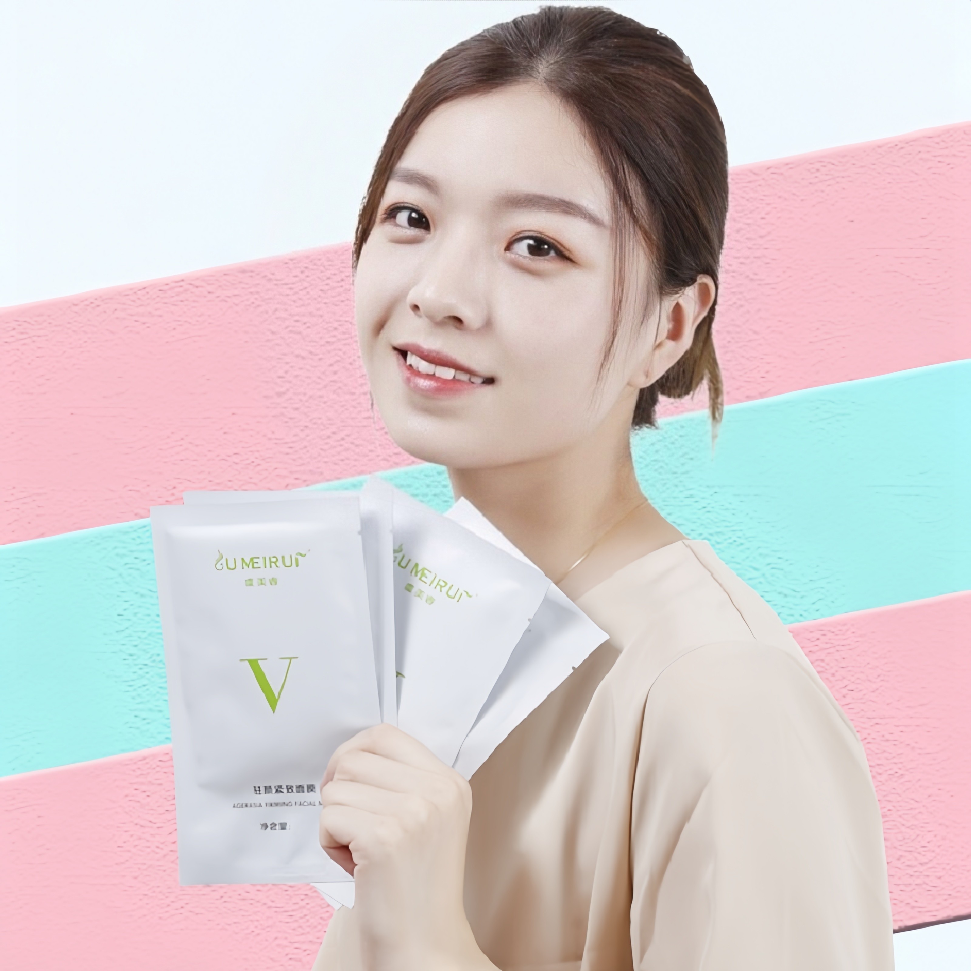 彩惠堂虞美睿V脸面膜寡肽S苹果肌双下巴咬肌婴儿肥挂耳面膜